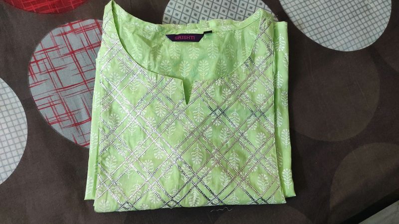 Shrishti Lime Green 💚 Cotton &#34;L&#34; Kurta