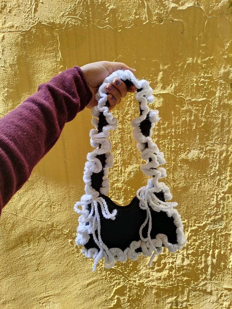 Handmade crochet ruffle bag