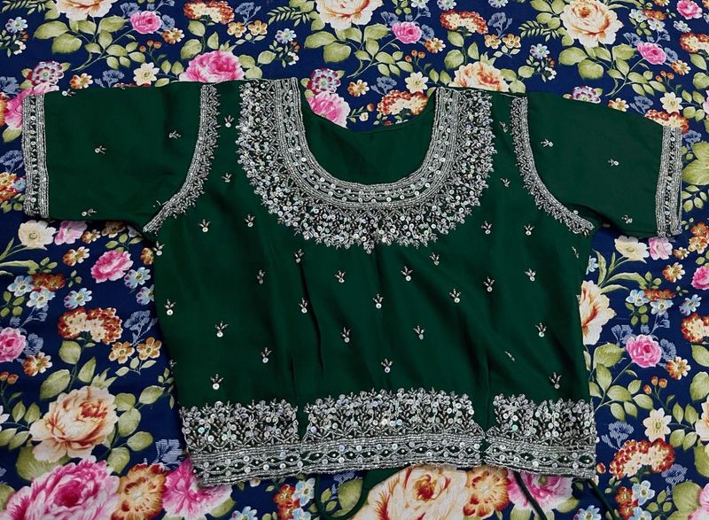 Green Embellished Blouse