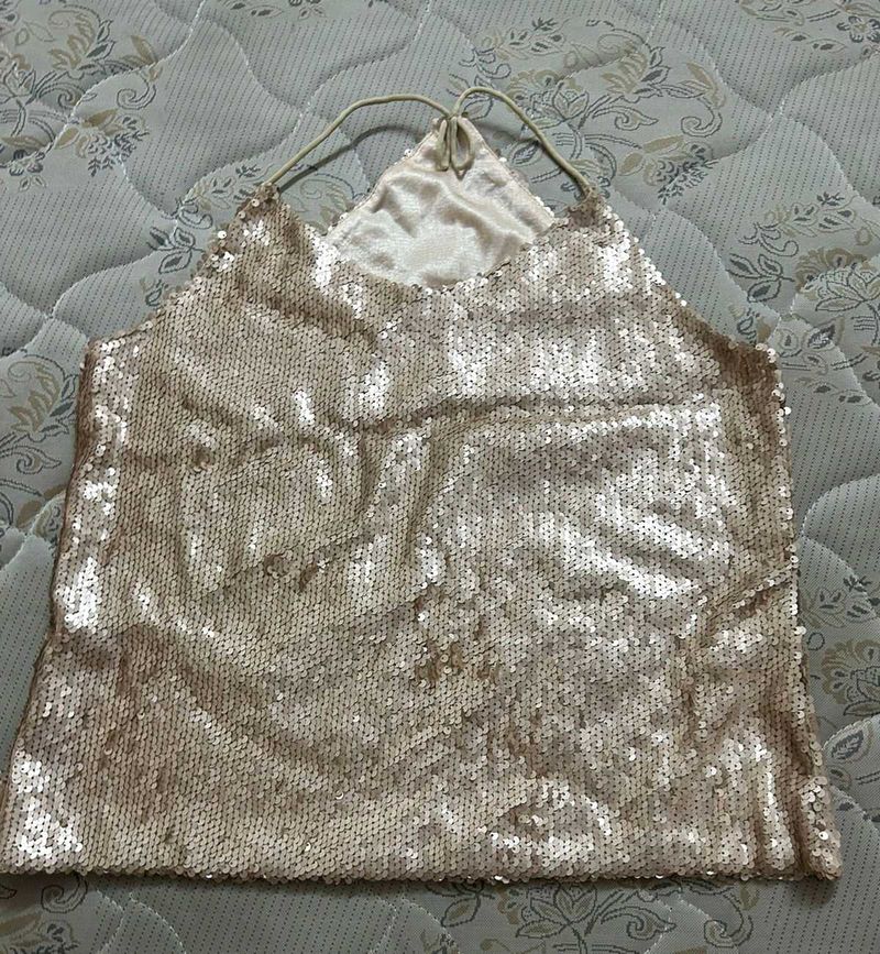 Sequin V Neck Top