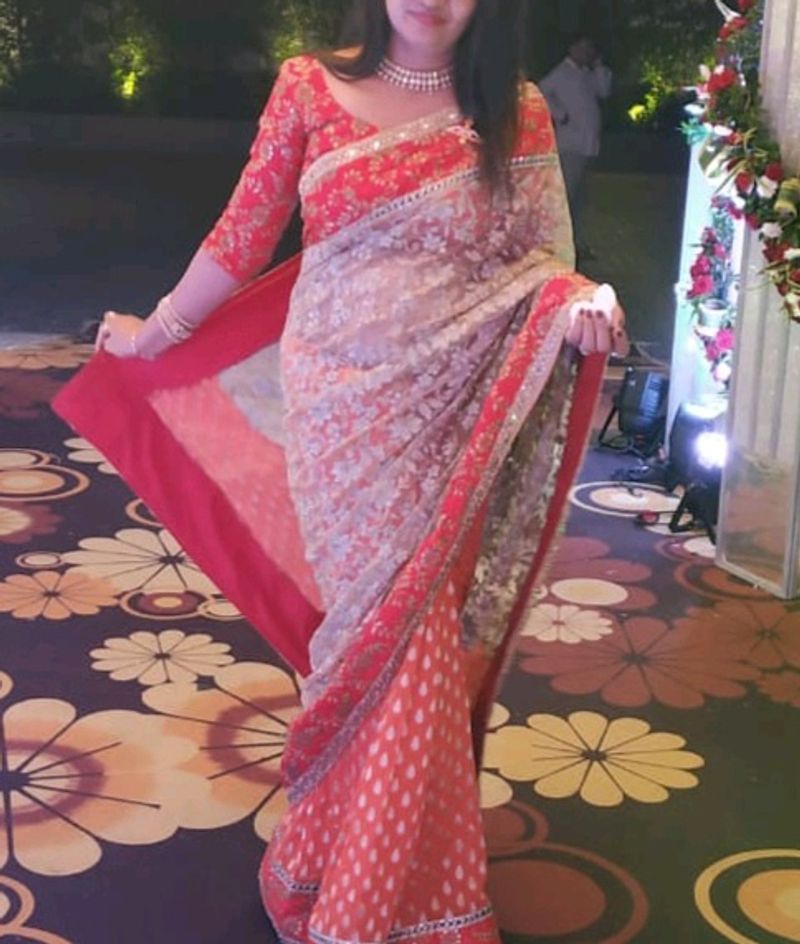 Boutique Piece Heavy Designer Saree with Pure Fabric .