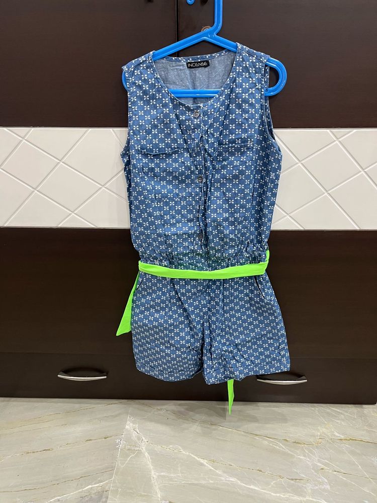 Shorts Jumpsuit With Neon Belt