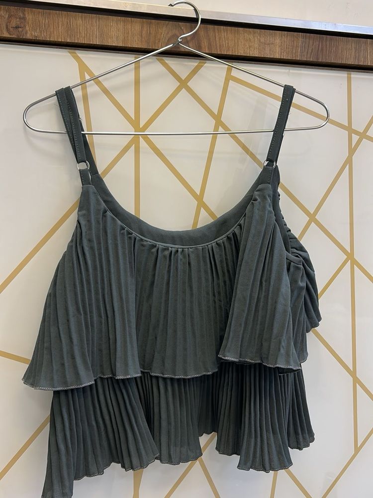 Pleated Gray Tank Top
