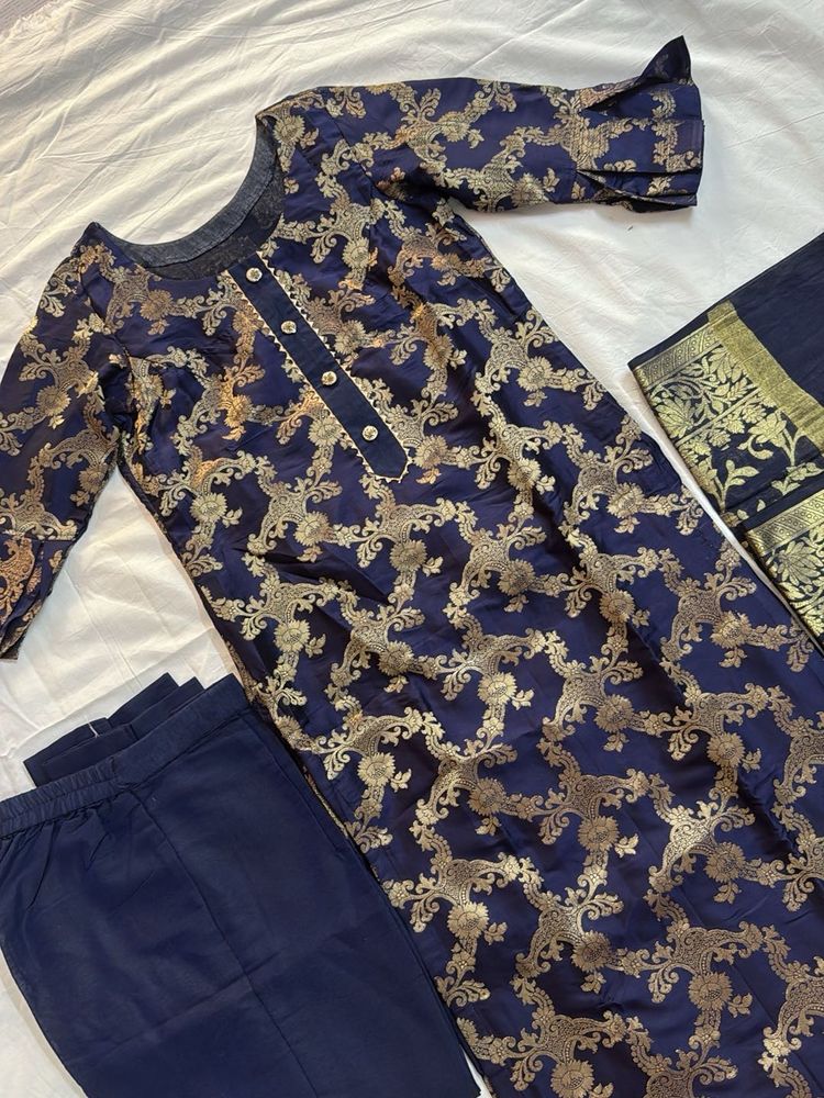 Royal Blue Banarasi Suit Set