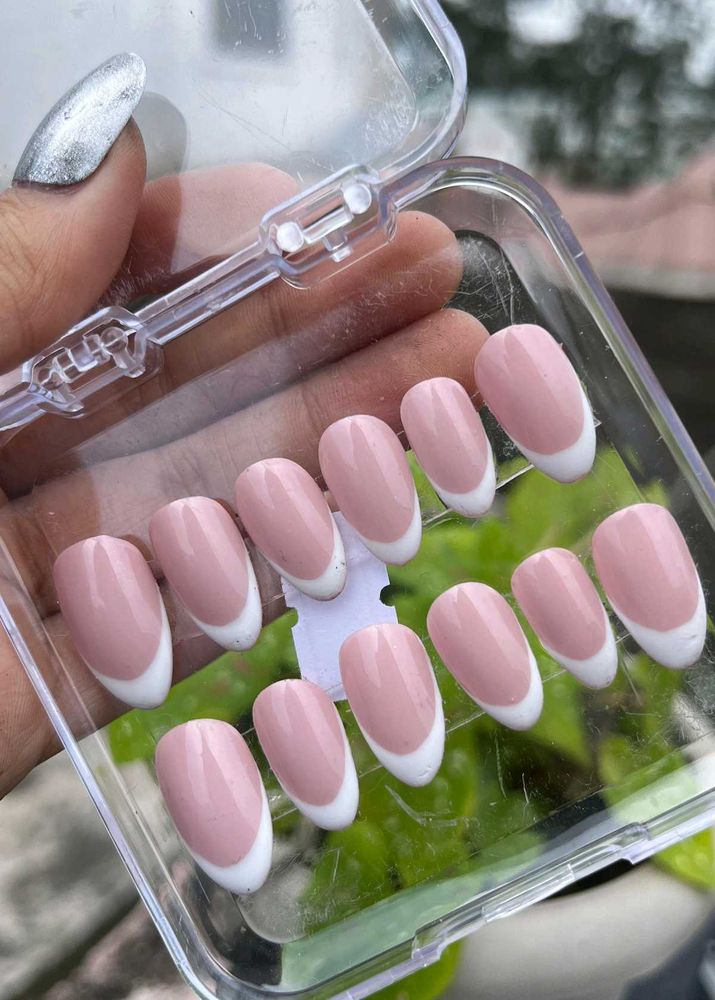 Pink French Press on Nails