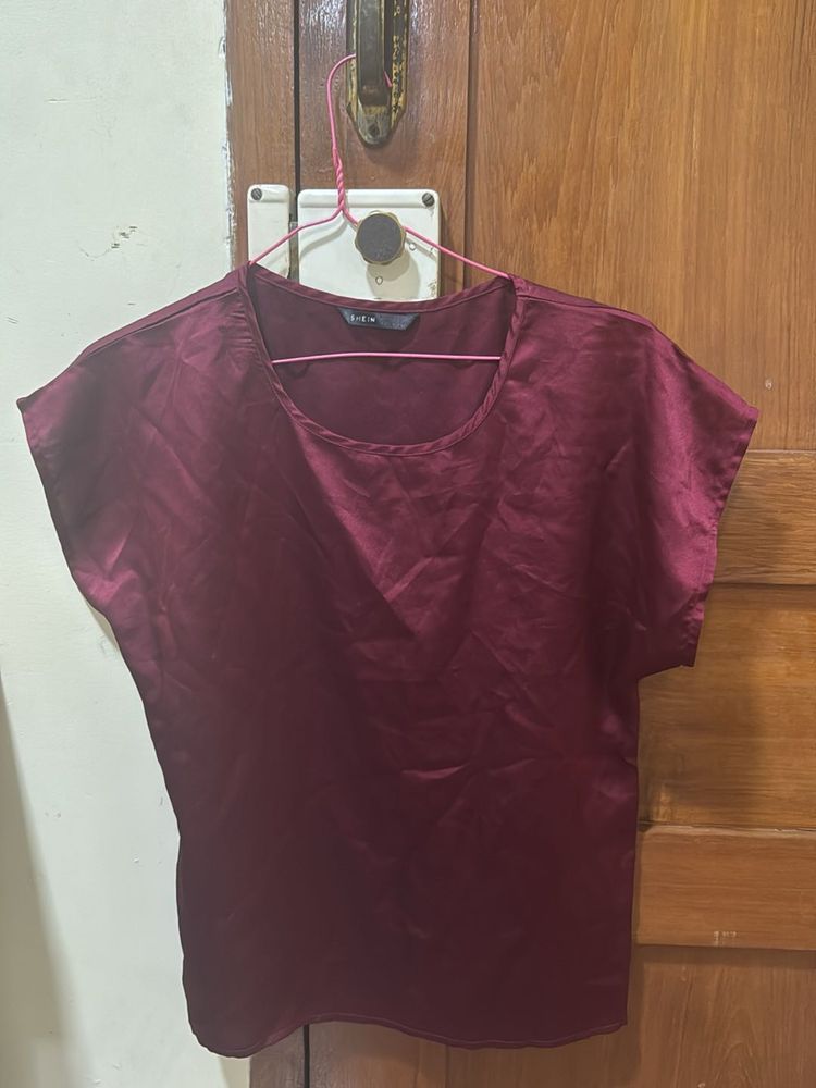 Burgundy satin top