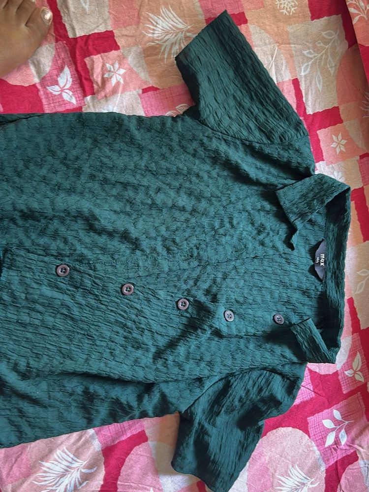 Max Green Button-Down Top