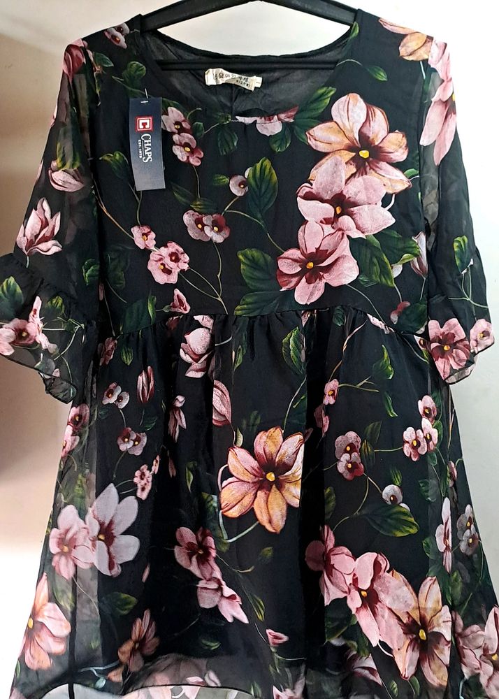 Black Floral Dress ( Without Tag)