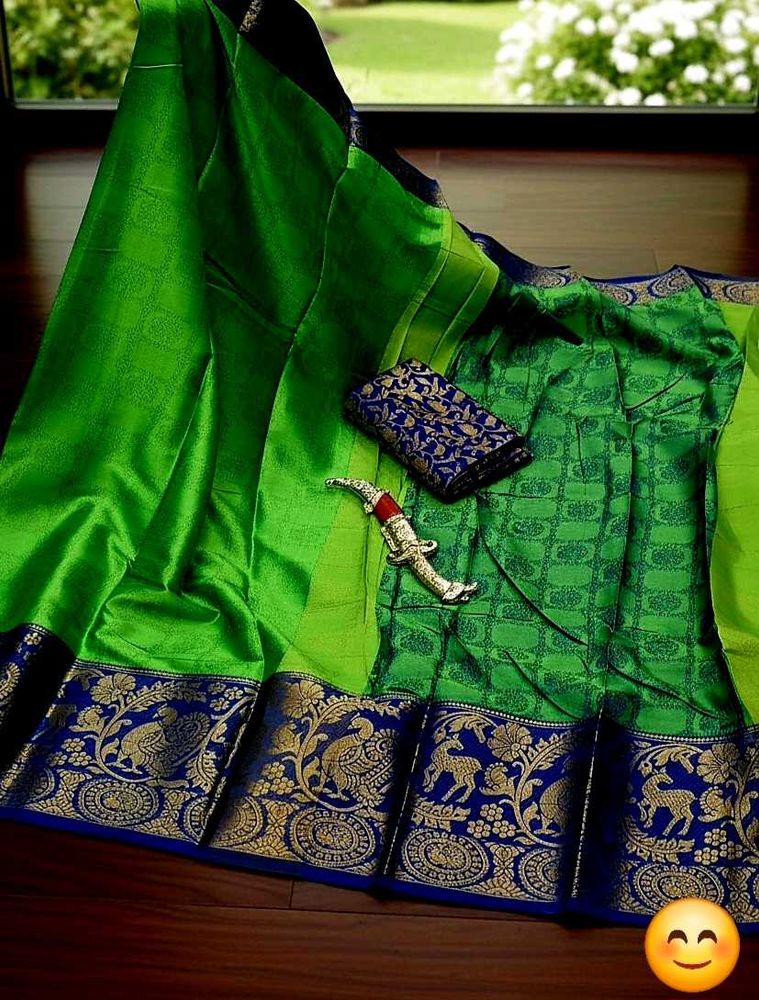 Green &amp; Blue Silk Saree