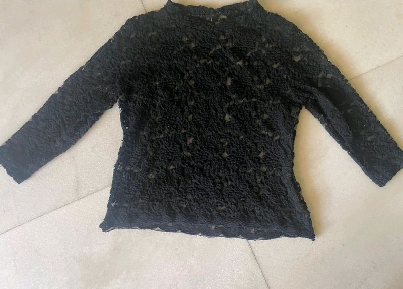 Black Lace Top For Casual Wear