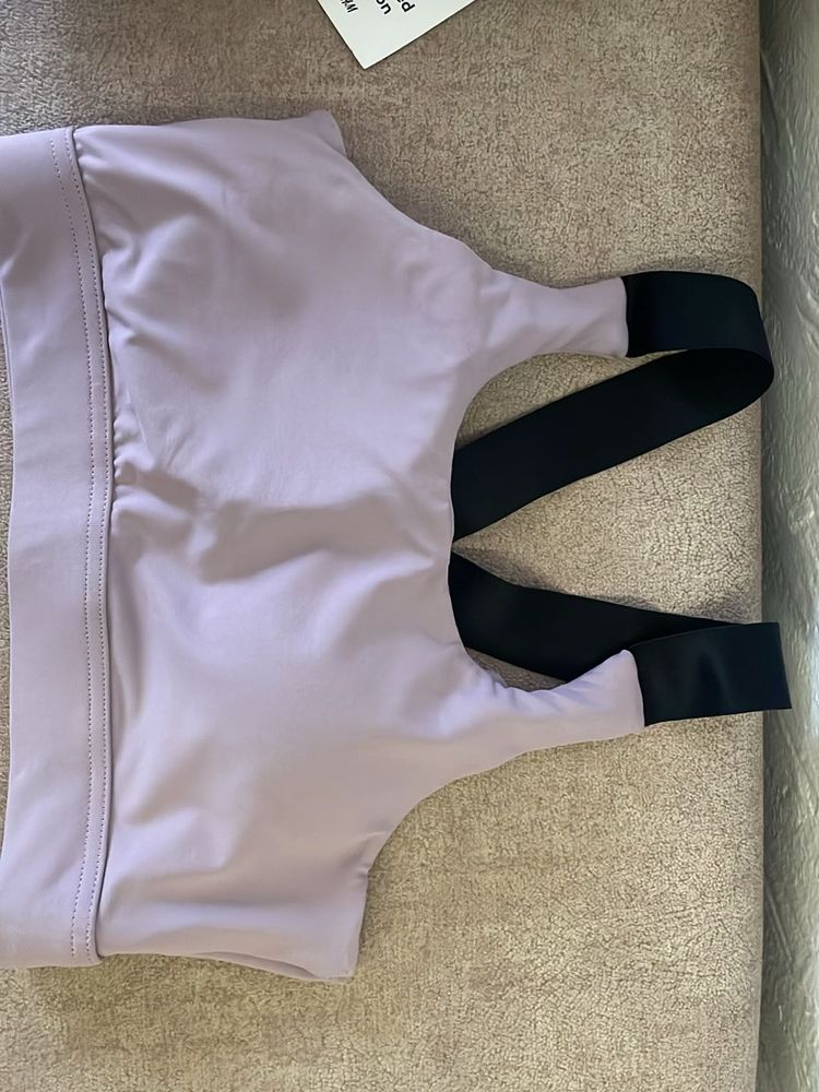 Lavender Sports Bra with Black Straps