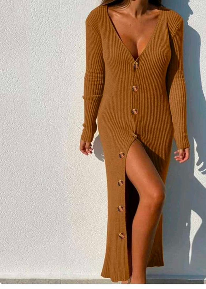 Elegant Knit Button-Down Dress