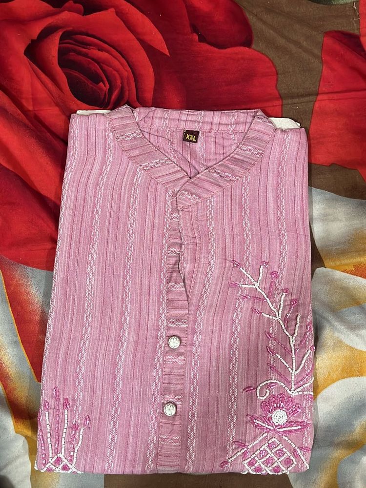 XXL Pink Embroidered Kurti