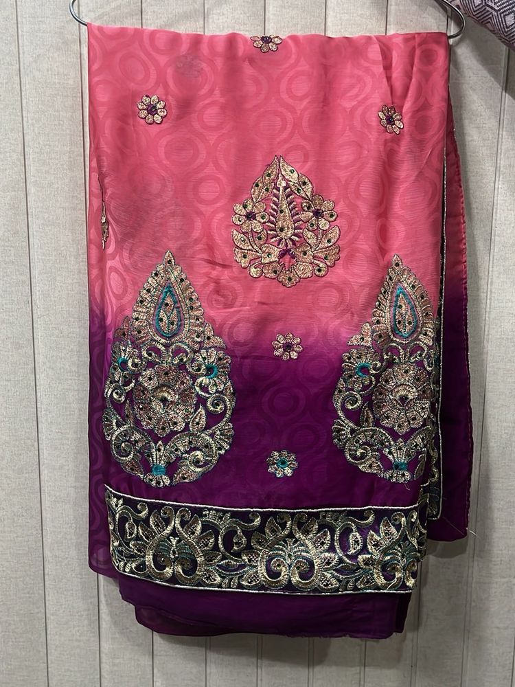 Elegant Ombre Pink &amp; Purple Saree
