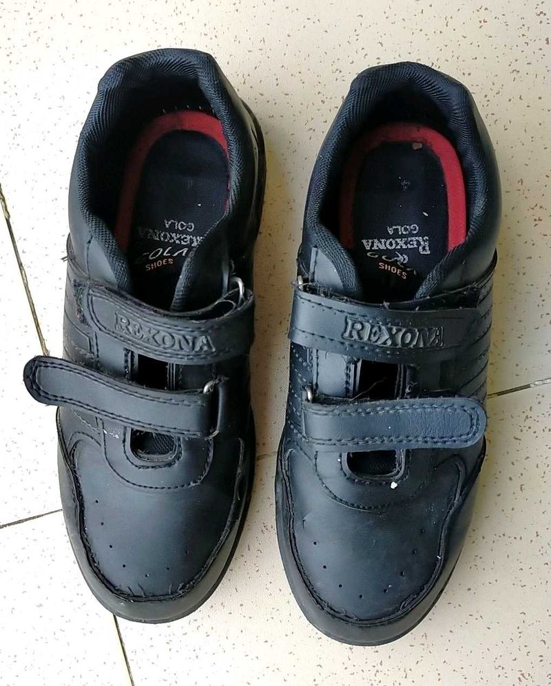 Rexona Black Velcro School Shoes For Boys/Girls