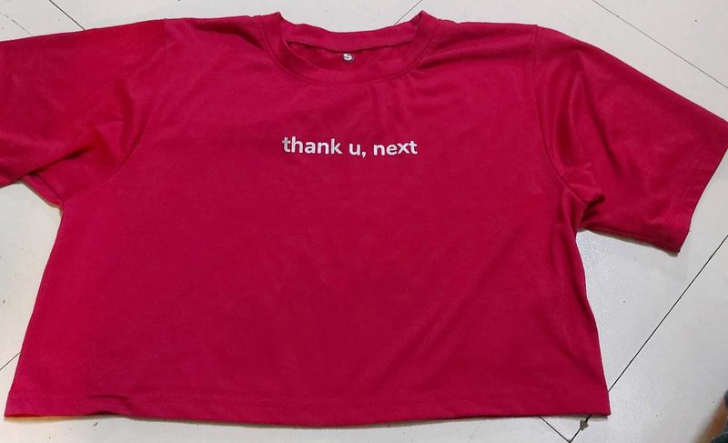 Pink &#34;thank u, next&#34; Cropped Tee