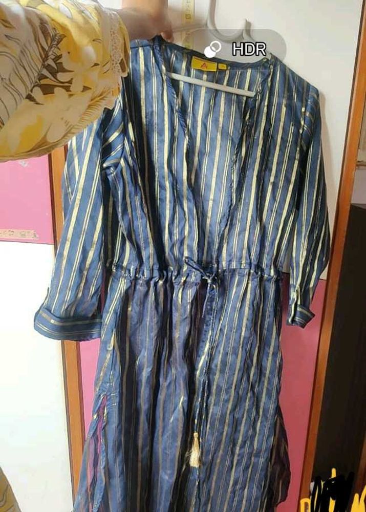 Striped Midi Kurta/ Dress Jacket