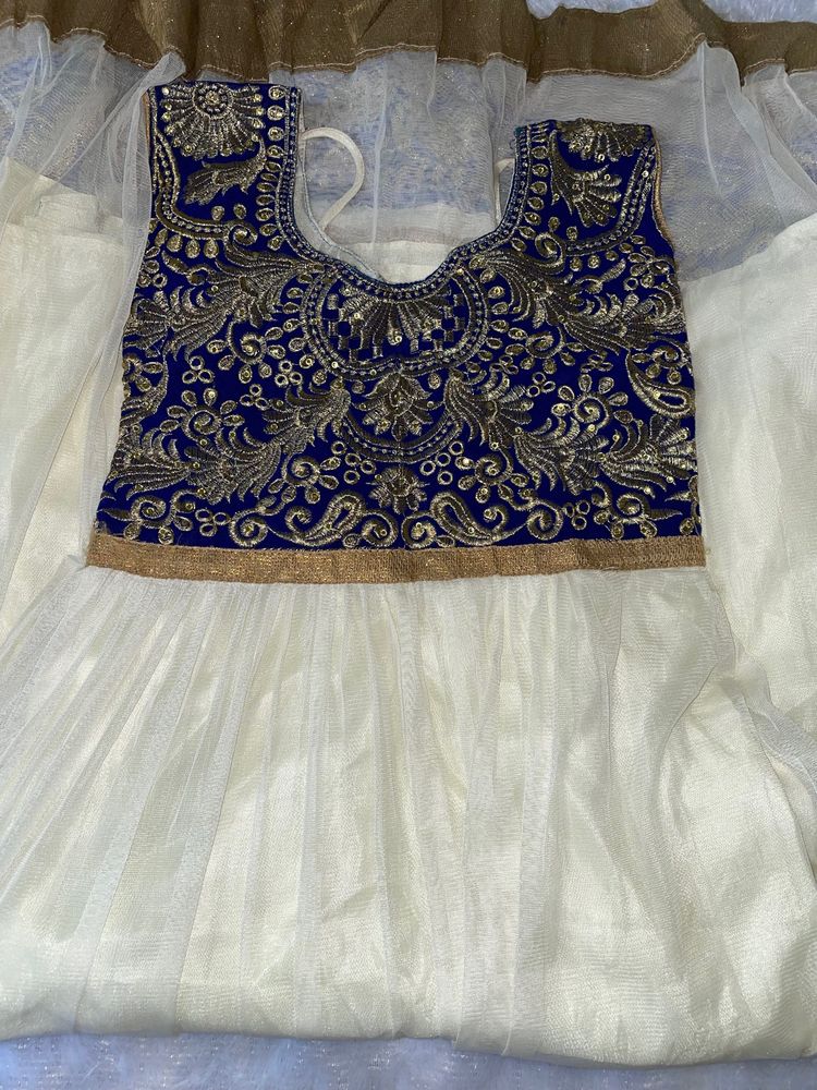 White and blue Net Dress