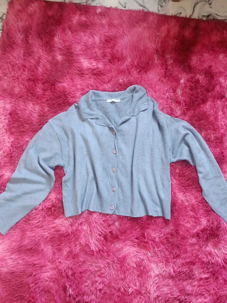Light Blue Button-Down Cardigan