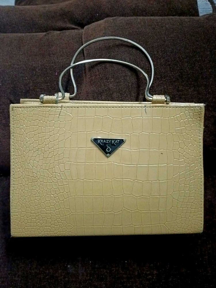 Krazy Kat Faux Croc Top Handle Bag