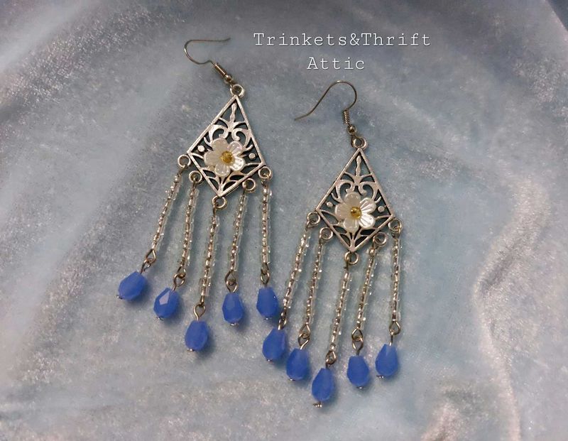 ❄️Snow Flower❄️Blue Crystal Drop Earring