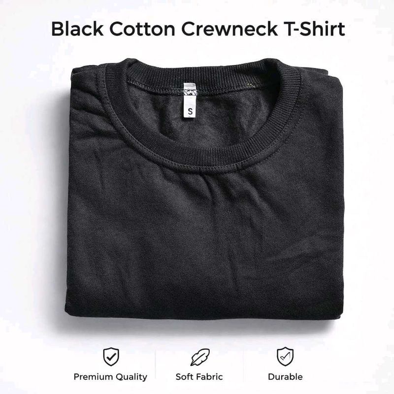 Black Cotton Crewneck Tee