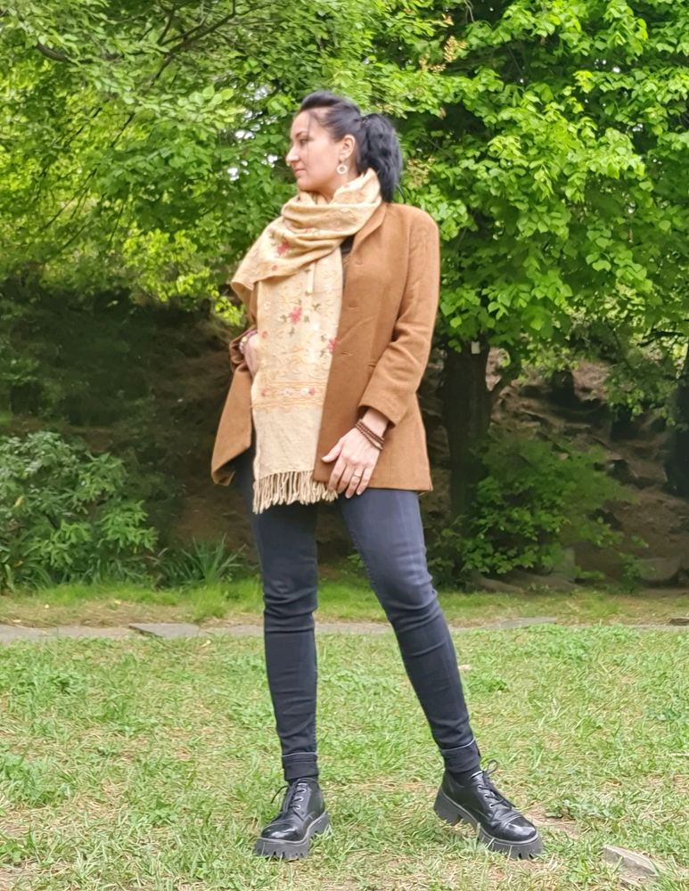 Korean Brown Blazer Jacket With Shoulder Pads