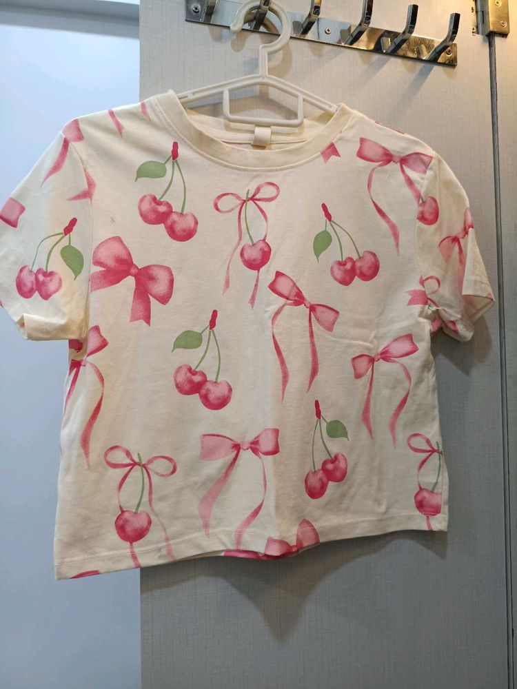 Cherry &amp; Bows Cropped Tee (Pinterest vibe)