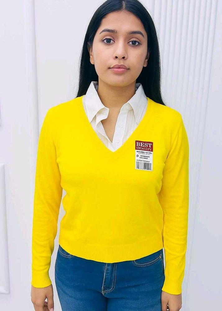 Yellow V-Neck Knit Sweater