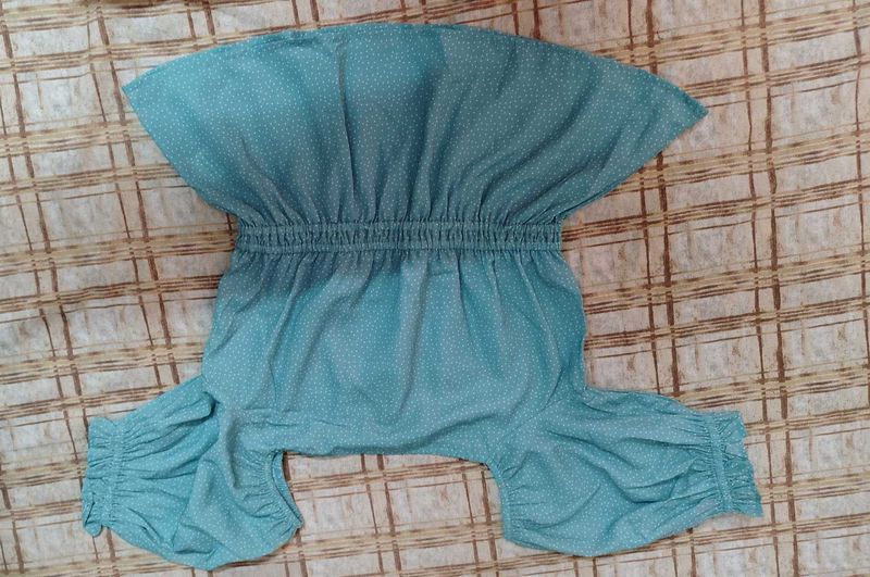 Vintage Aqua Polka Dot Top