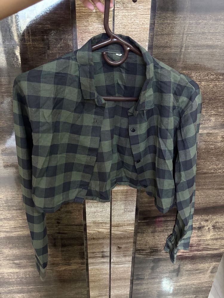 Green Plaid Crop Top