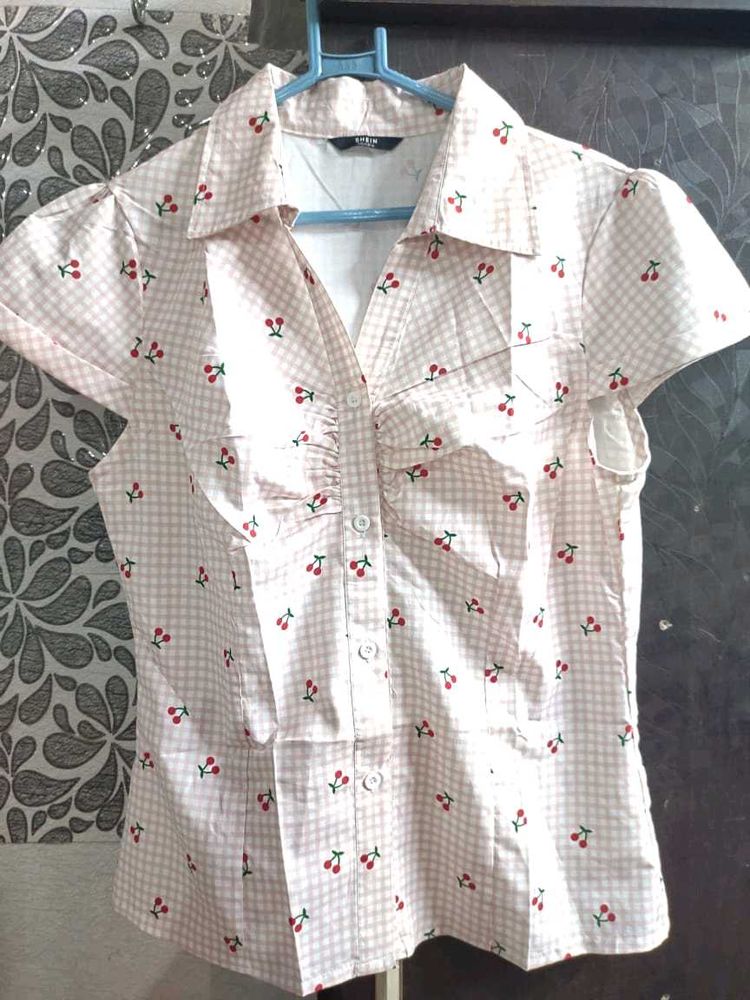 shein Cute Cherry Print Top