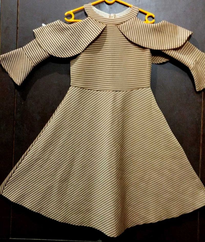 Striped Cold Shoulder Dress For Women