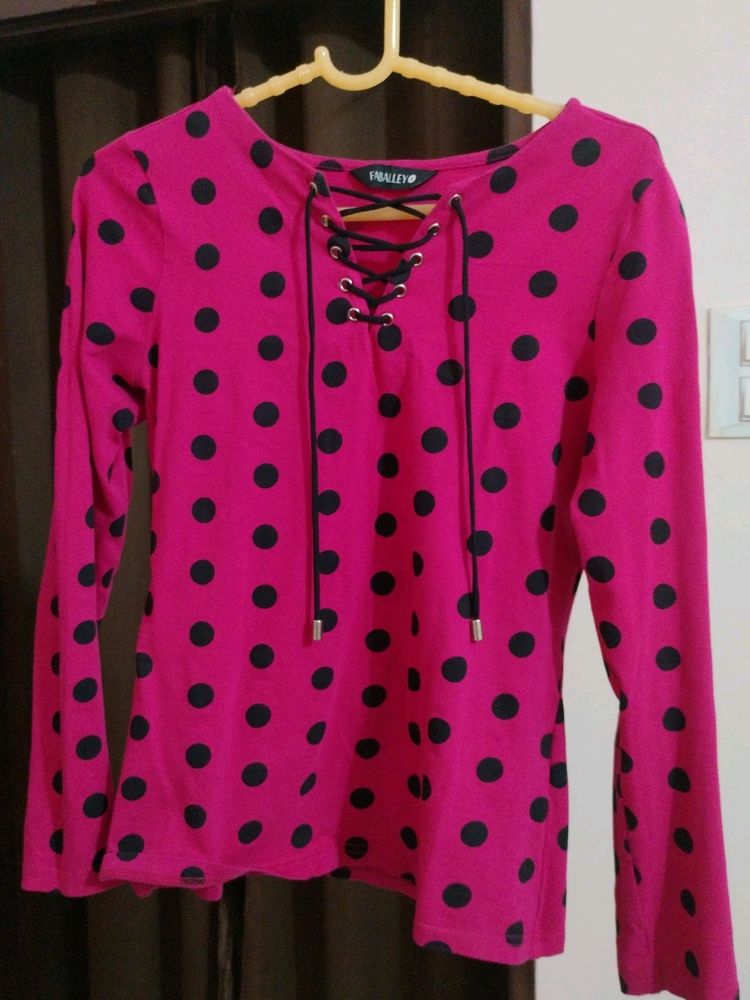 Pink Polka Dot Top