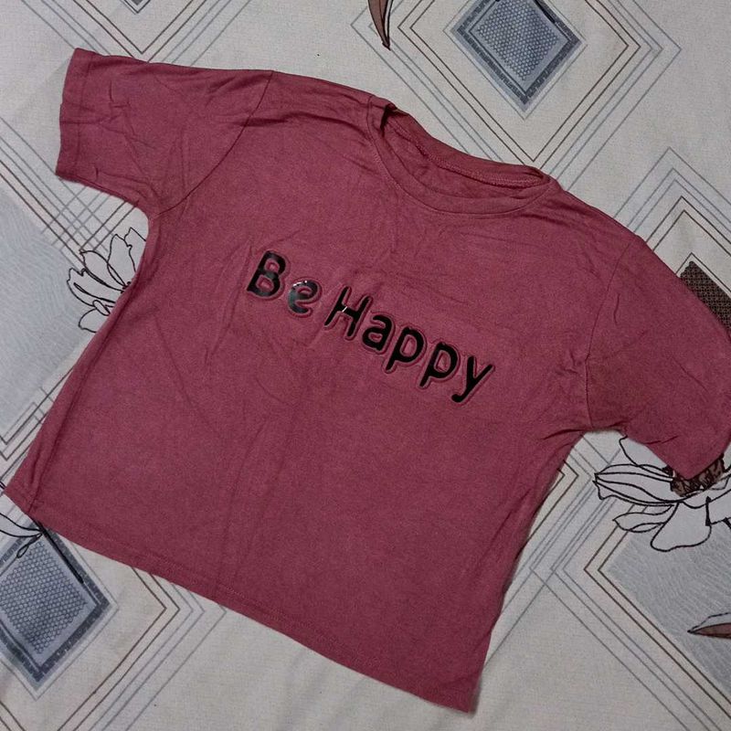 🌸 Be Happy Mauve Tee – Wear Your Mood! 🌸