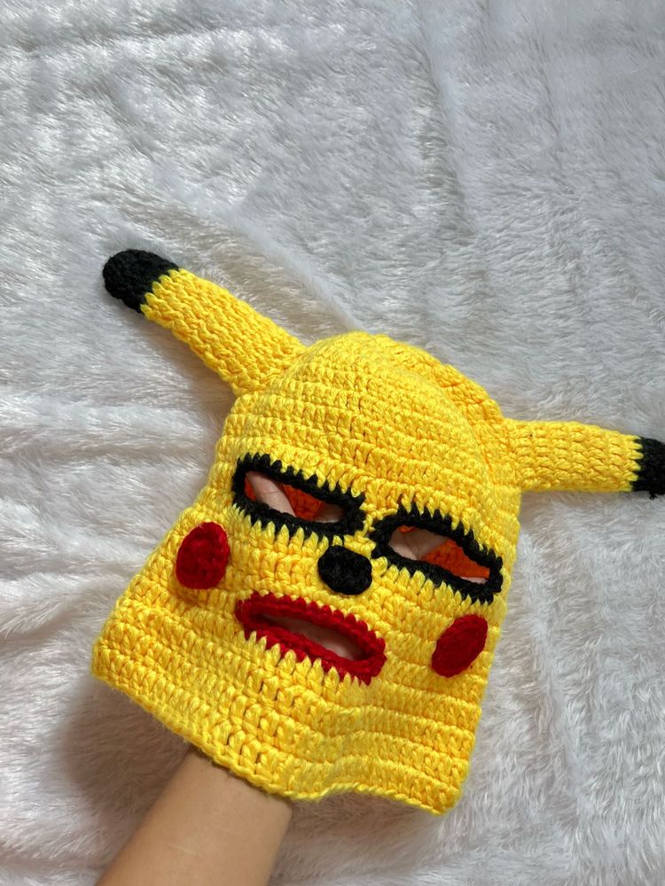 Pikachu Cosplay Crochet 🧶 Mask Cap