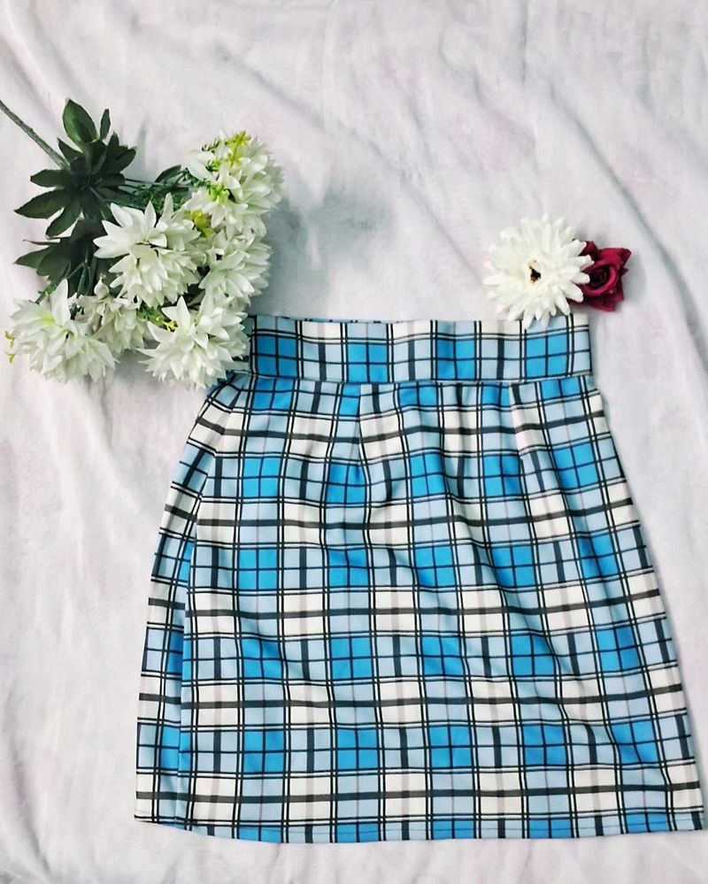 Blue Plaid Mini Skirt