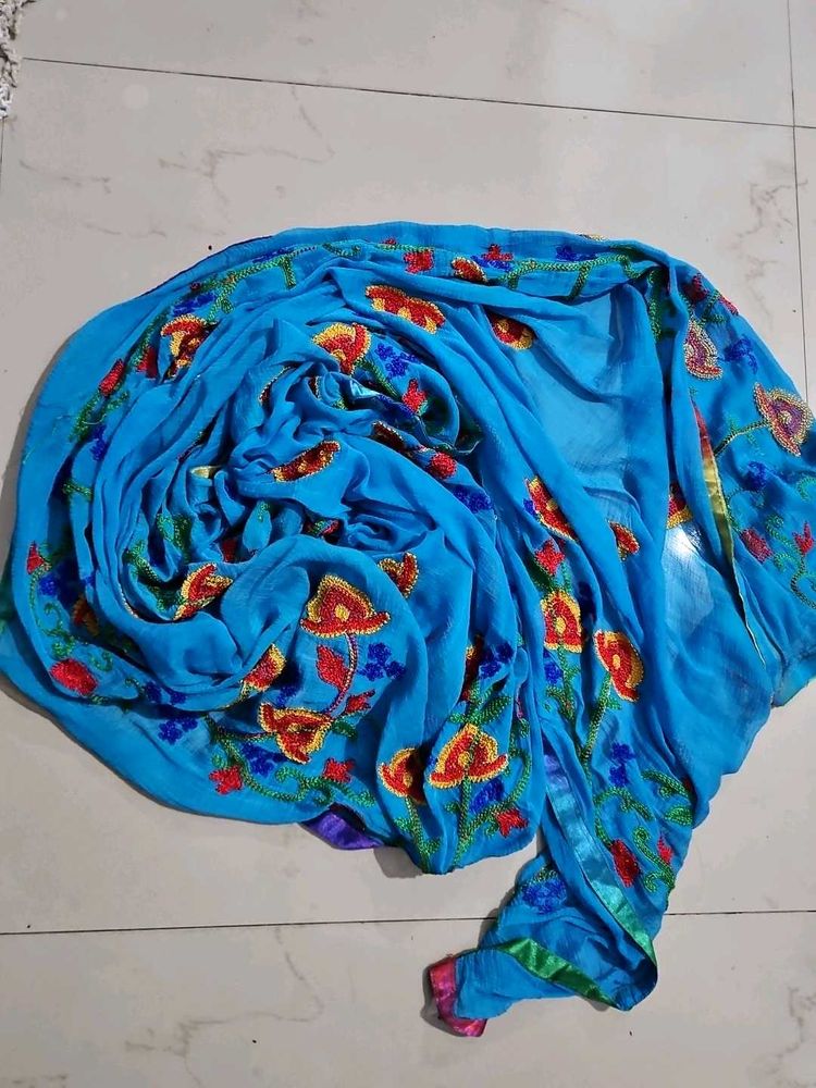 Embroidered Blue Dupatta