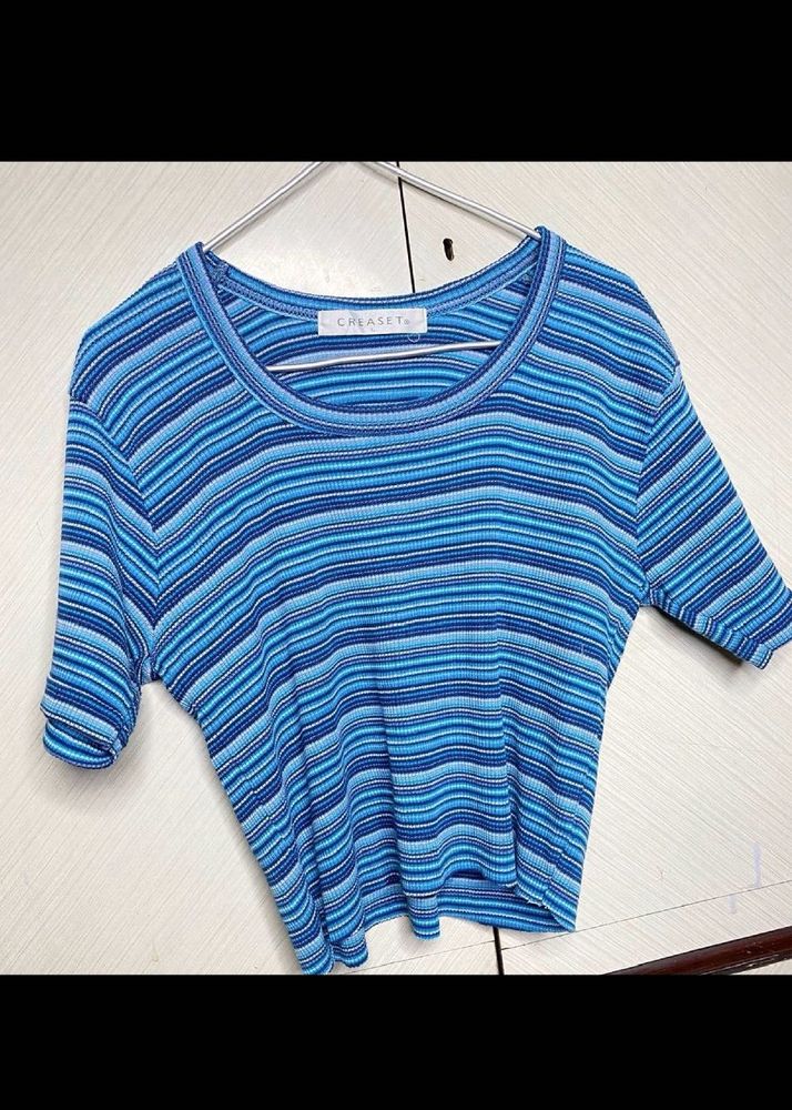 Blue Striped Casual T-Shirt