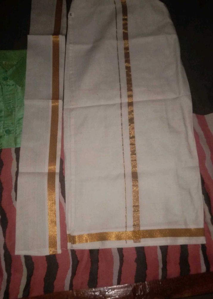 Green Silk Shirt Traditional Kerala Dhoti