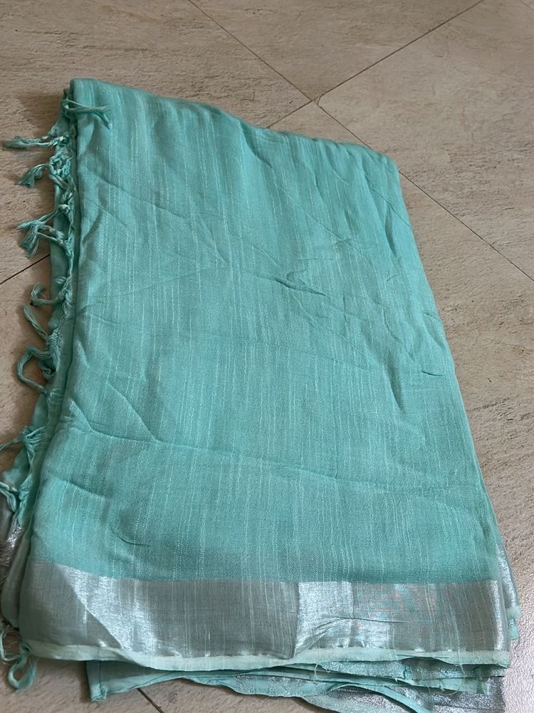 Sea Green Dupatta with Silver Border