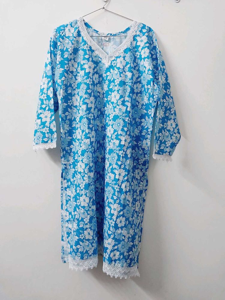 Floral Print Dress with Lace Trim