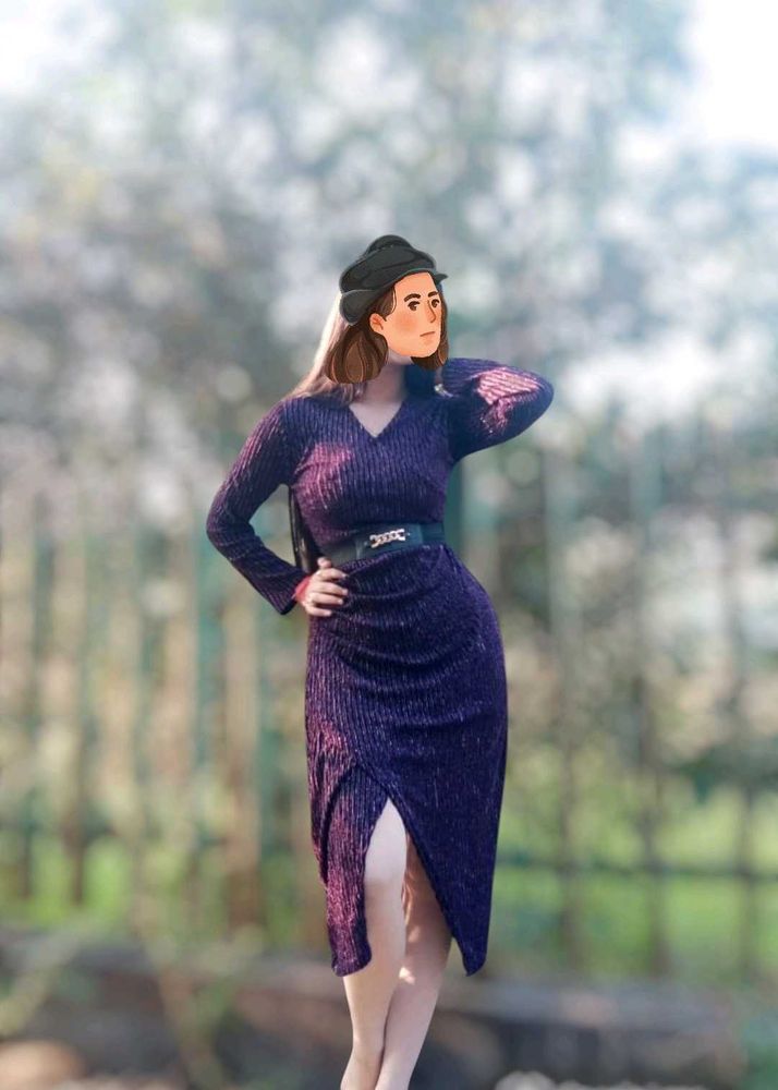 Elegant Purple Midi Dress