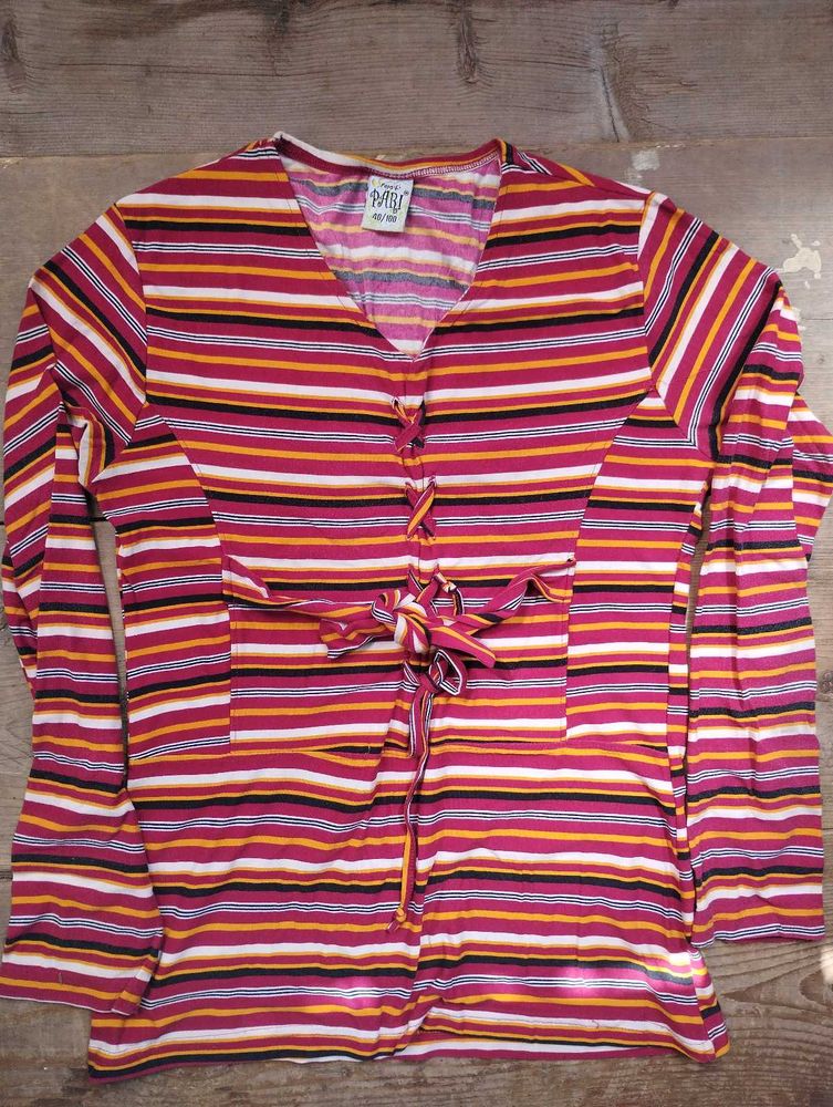 Striped Tie-Front Top