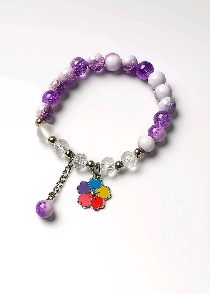 Beaded Bracelet with Flower Charm