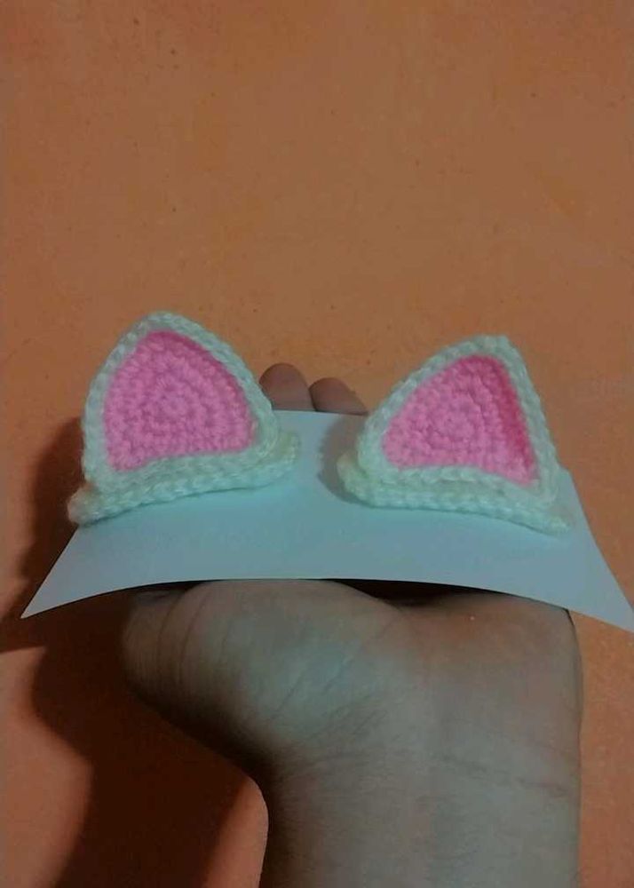 Crochet Kitty Ears Hair Clips