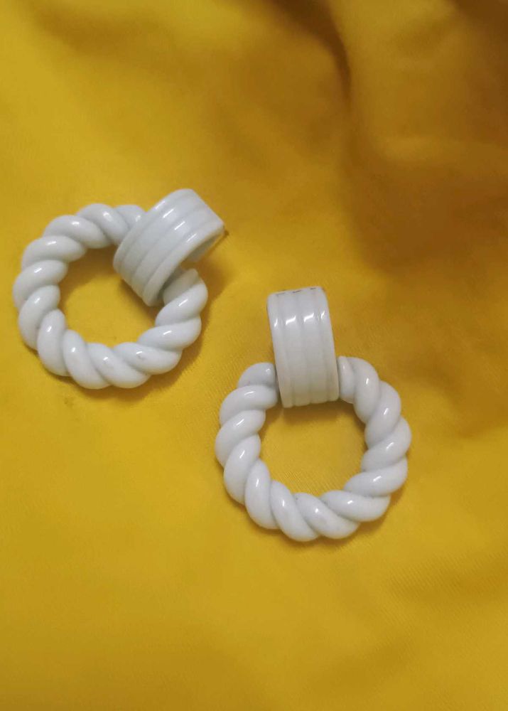 Pastel Blue Twisted Hoop Statement Earrings