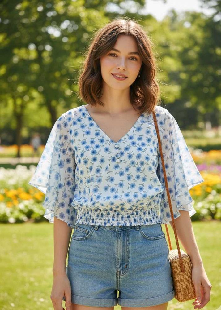Floral Tie-Front Top