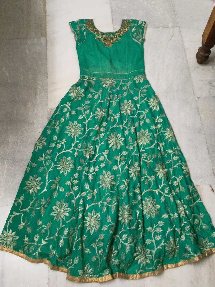 Green &amp; Gold Embroidered Dress