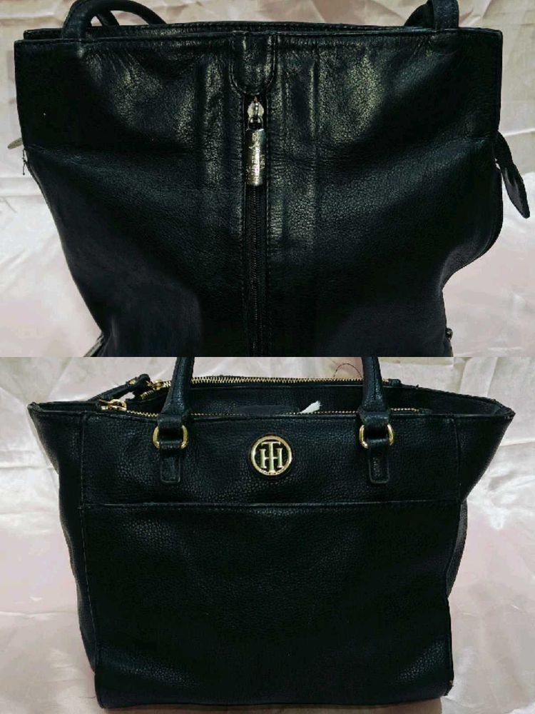Combo Of Two Luxury Black Leather Handbags